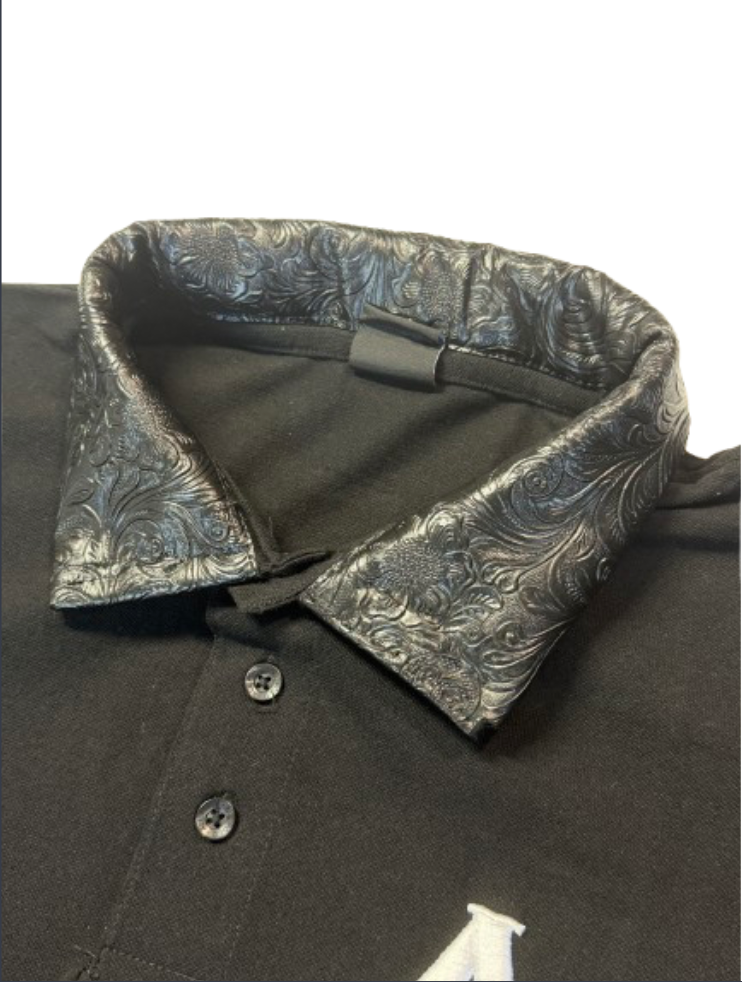Leather polo shirt