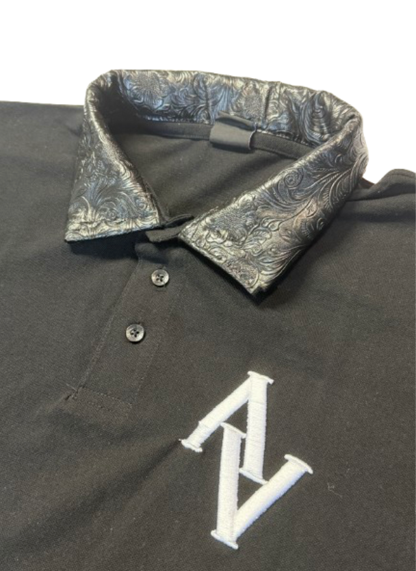 Leather polo shirt
